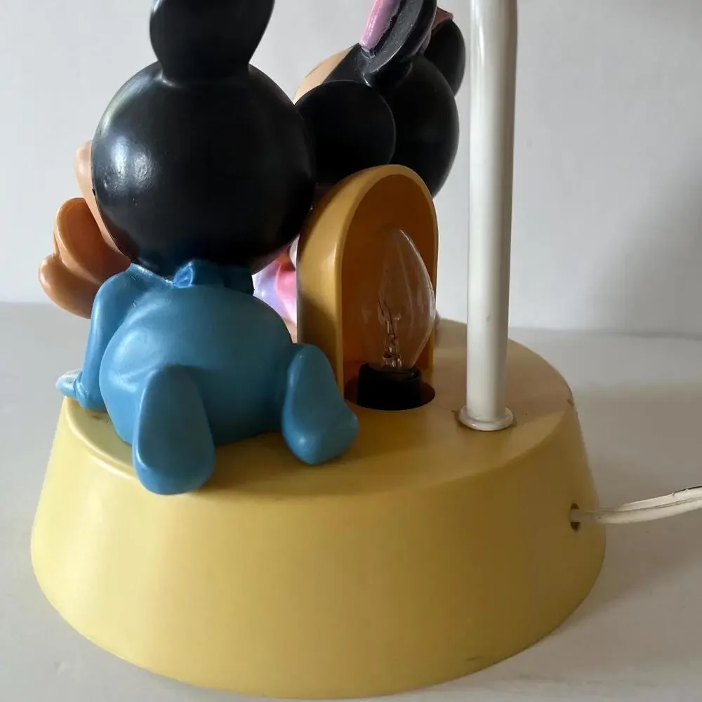 Vintage Disney Mickey and Minnie Mouse Kids Lamp – Figurine Base & Pleated Shade